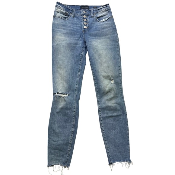 Lucky Brand Denim - Lucky‎ Brand Ava Mid Rise Super Skinny Jeans Distressed Frayed Ankle Size 2